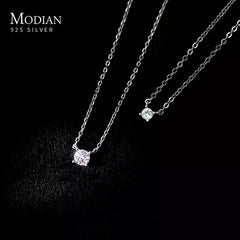 Pendant Necklace Women 925 Sterling Silver Cubic Zirconia Geometric Sparkling Zircon Wedding Jewelry Gift