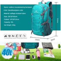 Professional Ultralight 40L Backpack Waterproof Foldable Outdoor Camping Backpack Climbing Hiking Travel Backpack