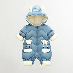 Baby Winter Snowsuit Newborn Velvet Thick Hooded Deer Ears Romper 0-2 Years Casual Gift
