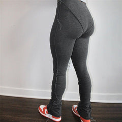 High Waist Sporty Trousers Women Bright Line Stretchy Casual Everyday Fashion Pants