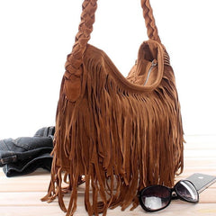 Crossbody Bag Women Tassel Zipper Large Shoulder Messenger Handbag Casual Fashion Purse