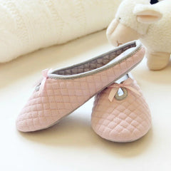 Slippers Women Winter Cute Bowtie Soft Bottom Cotton Warm Indoor Flat Casual Comfortable Shoes