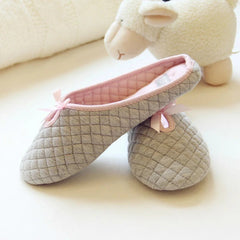 Slippers Women Winter Cute Bowtie Soft Bottom Cotton Warm Indoor Flat Casual Comfortable Shoes