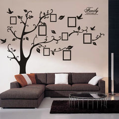 Wall Stickers 3D Black Tree Family Photo PVC Adhesive Mural Art DIY Home Decor 250x180cm Large