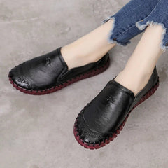 Loafers Women Genuine Leather Soft Comfortable Casual Flat Slip-On Everyday Fashion Shoes