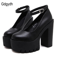 Chunky Chunky Heel Platform Women's Shoes Round Toe Mary Jane Shoes