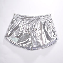 Metallic Hot Shorts Women Shiny Wet Look Elastic Drawstring Casual Club Party Fashion