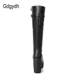 Knee High Boots Women Gothic Lace Faux Leather Chic Elegant Fashion Shoes