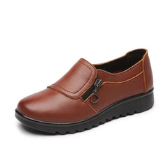 Flat Shoes Women PU Leather Casual Slip-On Comfortable Ladies Work Everyday Fashion Footwear
