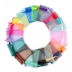 Organza Bags 100-Pack Drawstring 5x7 7x9 9x12cm Christmas Wedding Candy Gift Pouch Jewelry Packaging