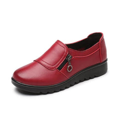 Flat Shoes Women PU Leather Casual Slip-On Comfortable Ladies Work Everyday Fashion Footwear