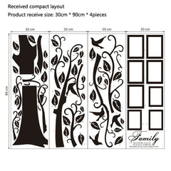 Wall Stickers 3D Black Tree Family Photo PVC Adhesive Mural Art DIY Home Decor 250x180cm Large