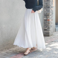 High Waist Chiffon Maxi Skirt Women Boho 3-Layer Long Non-Transparent Casual Elegant Fashion Skirt
