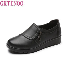 Flat Shoes Women PU Leather Casual Slip-On Comfortable Ladies Work Everyday Fashion Footwear