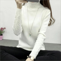 Turtleneck Sweater Women Thick Warm Knit Long Sleeve Pullover Cozy Casual Winter Fashion Top