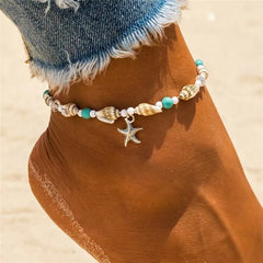 Anklet Women Shell Bead Starfish Beach Cute Handmade Bohemian Foot Chain Bracelet Summer Gift