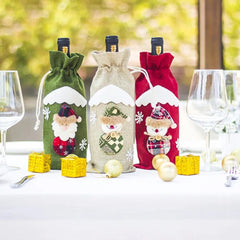 Christmas Wine Bottle Bag Santa Claus Snowman Stocking Cover Cloth Gift Home Holiday Decoration