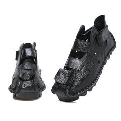 Sandals Women Genuine Leather Soft Flat Bottom Handmade Retro Leisure Low Platform Casual Summer