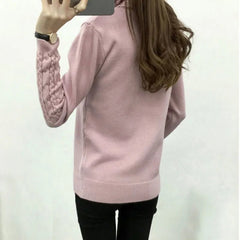 Turtleneck Sweater Women Thick Warm Knit Long Sleeve Pullover Cozy Casual Winter Fashion Top