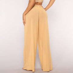 High Waist Sheer Mesh Wide Leg Pants Women Beach Loose Casual Summer Cover Up Fashion