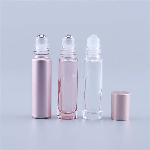 Perfume Bottle Travel Pink Essential Oil Thick Glass Roll-On Roller Ball Refillable Portable Mini