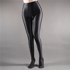 Women's Glossy Opaque Leggings Shiny High Waist Tights Yoga Pants Training Fitness Sports Leggings