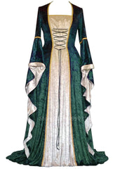 Medieval Princess Halloween Costume Women Long Dress Elegant Witch Square Collar Masquerade