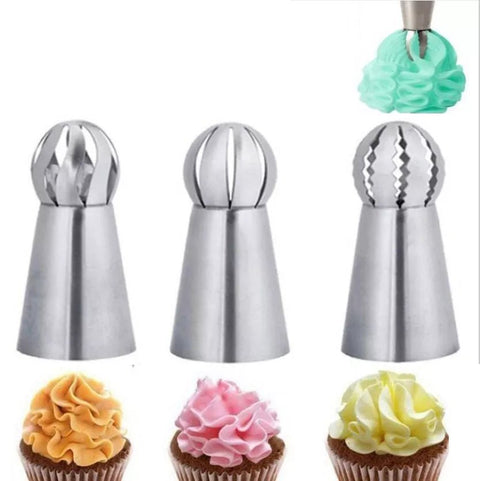 Piping Nozzle Set Stainless Steel Sphere Ball Flower Shape Icing Pastry Cream Tip Cupcake Decorator