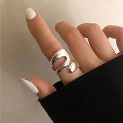 Chunky Ring Women Silver Irregular Adjustable Thumb Statement Fashion Jewelry Gift Accessories
