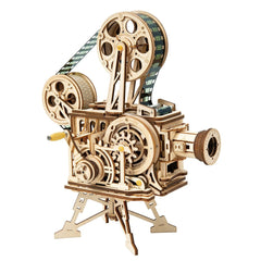 Wooden Movie Projector Model Kit 3D Hand Crank Building Assembly DIY Plays Film Educational Gift