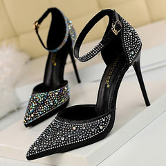 Rhinestone High Heel Pumps Women Sparkly Stiletto Elegant Wedding Gala Party Fashion Shoes