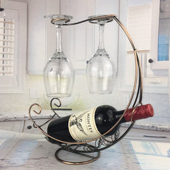 Metal Wine Rack Hanging Wine Glass Holder Bar Stand Display Unique Home Decor Accessory Gift