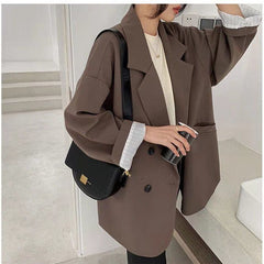 Minimalist Blazer Women Korean Style Elegant Retro Feminine Casual Chic Outerwear Fashion Jacket