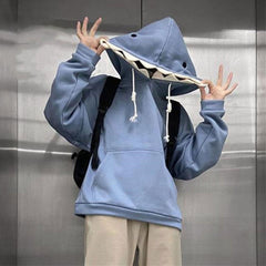 Oversized Shark Patchwork Hoodie Women Funny Long Sleeve Pullover Casual Sweatshirt Fall Winter