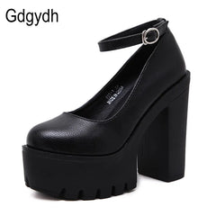 Chunky Chunky Heel Platform Women's Shoes Round Toe Mary Jane Shoes