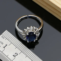 Jewelry Set Women 925 Sterling Silver Sapphire Stone Necklace 7 Colors Fine Fashion Jewelry Gift