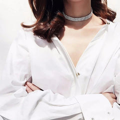 Choker Necklace Women Crystal Rhinestone Silver Chain Gothic Vintage Wedding Jewelry Accessories Gift