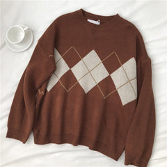 Oversized Knit Sweater Women Pullover Loose Patterned Ladies Warm Casual Winter Fashion Top