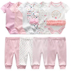 Baby Bodysuit & Pants Set Newborn 6-Piece Cotton Toddler Girl Infant Pajama Casual Gift