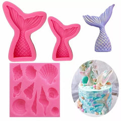 Silicone Pastry Mold Mermaid Tail Pattern Gum Paste Chocolate Cake Candy Cupcake Decorating Tool