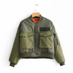 Long Sleeve Bomber Jacket Women Zipper Premium Casual Chic Outerwear Fashion Coat