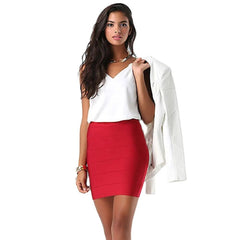 Pencil Mini Skirt Women Classic Bandage Knit Bodycon Tight Elegant Office Fashion Skirt