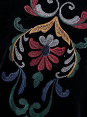 Velvet Embroidered Blazer Women Vintage Cropped Open Front Boho Casual Chic Outerwear Fashion