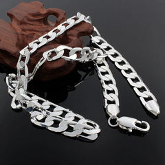 Chain Necklace Men 925 Sterling Silver Plated 20-24 Inch Classic 8mm Luxury Jewelry Christmas Gift