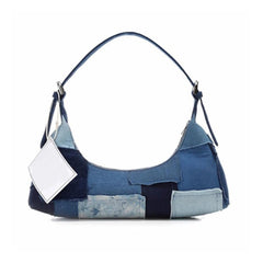 Baguette Bag Canvas Frayed Edge Mini Shoulder Bag Underarm Purse Small Handbag Clutch Women Casual