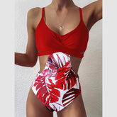 One-Piece Swimsuit for Women Printed Bathing Suit Padded Backless Beachwear Bathing Suit