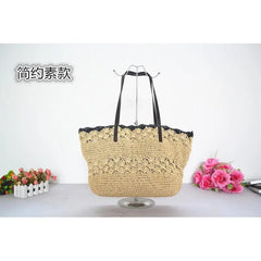 Straw Bag Women Crochet Soft Thin Rope Handbag Casual Summer Beach Tote Purse