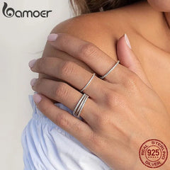 Eternity Ring Women 925 Sterling Silver Cubic Zirconia Stackable Colorful Band Jewelry Gift