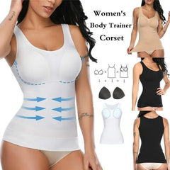 Camisole Shaper Women Slimming Built-In Padded Removable Bra Shapewear Everyday Casual Top