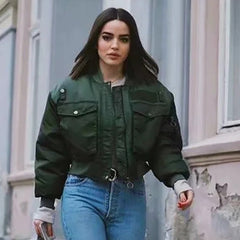 Long Sleeve Bomber Jacket Women Zipper Premium Casual Chic Outerwear Fashion Coat